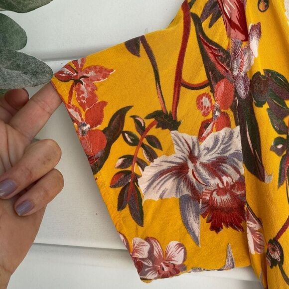 &‎ Other Stories Faux Wrap V-Neck Floral Mini Dress Yellow Size 6 - Picture 6 of 16
